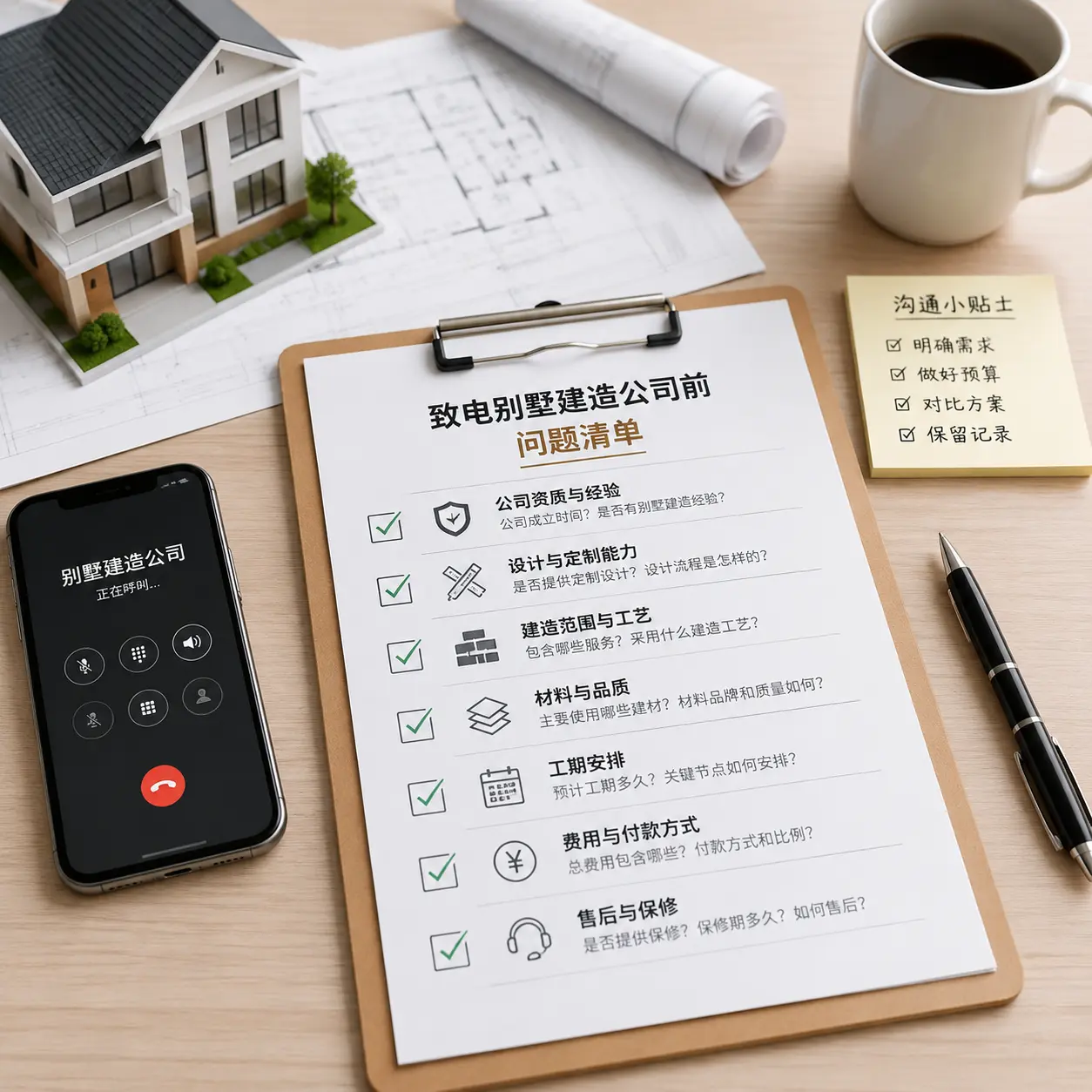 在修文拨打别墅建造公司电话前的准备工作